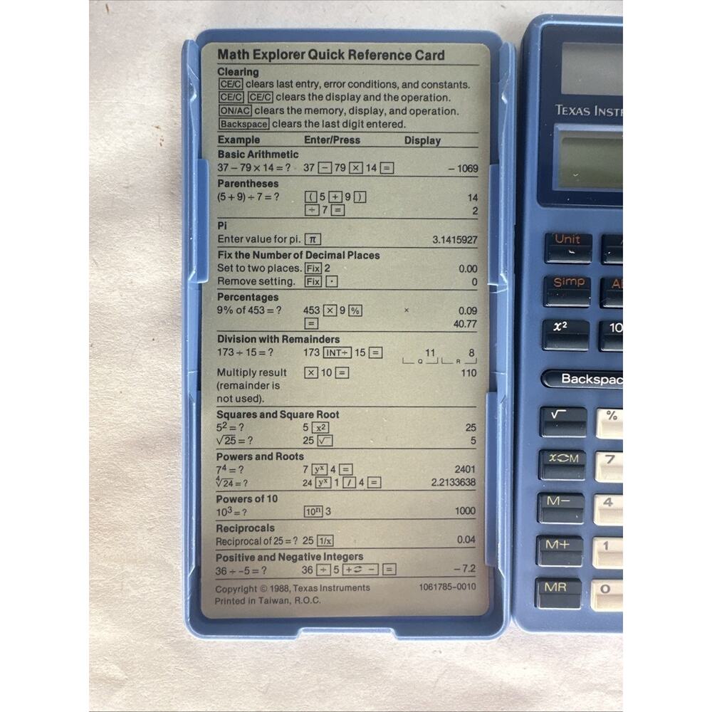 Texas Instruments Math Explorer (1-0391) Calculator w/ Cover & Index Card - 2Pk - Picture 11 of 12